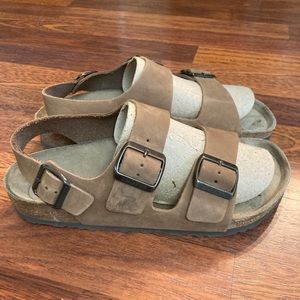 Birkenstock Unisex Brown Suede Milano Strap Sandals Size 40 L9 M7